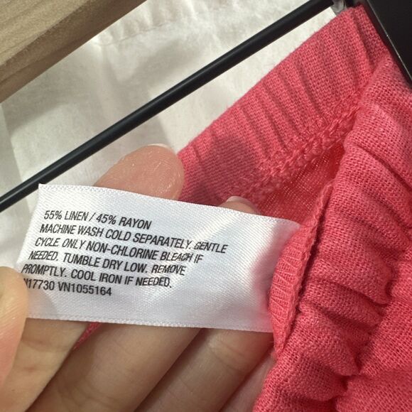 A New Day Coral Linen Wide Leg Pull On Drawstring Pants Womens Size S Beach - Picture 11 of 14